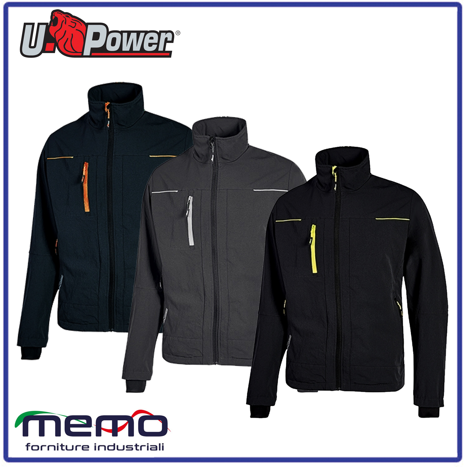 GIACCA uomo da lavoro giubbotto LEGGERO primavera con cappuccio U POWER blu  nero